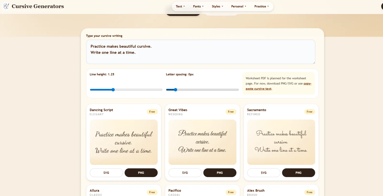 Cursive Generator product preview
