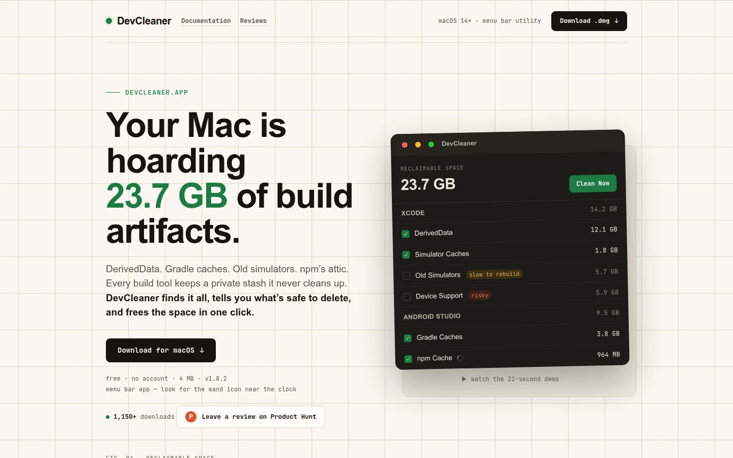 DevCleaner product preview