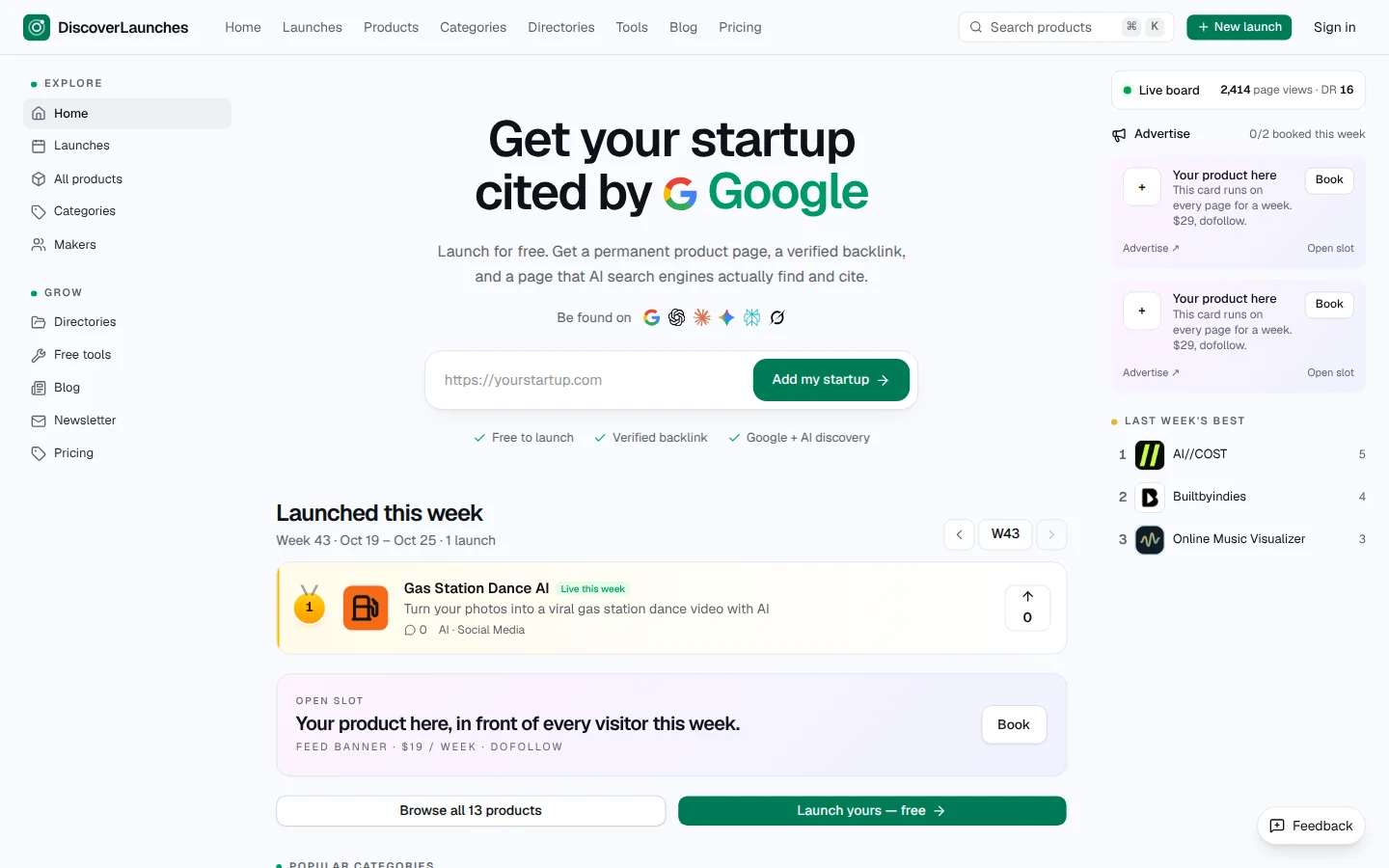 DiscoverLaunches product preview