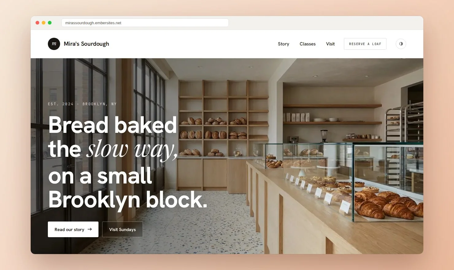 Ember Websites product preview