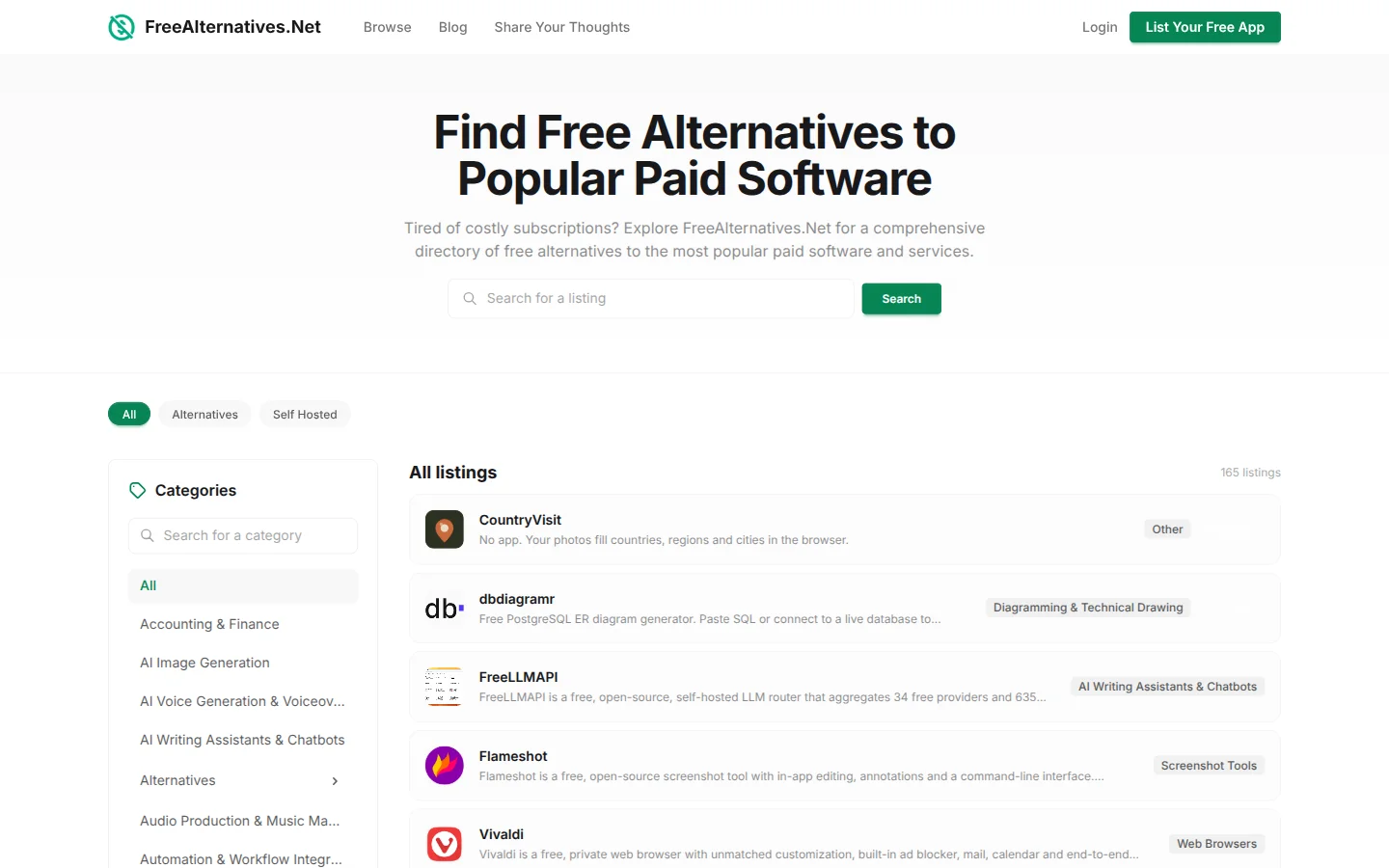 FreeAlternatives.Net product preview