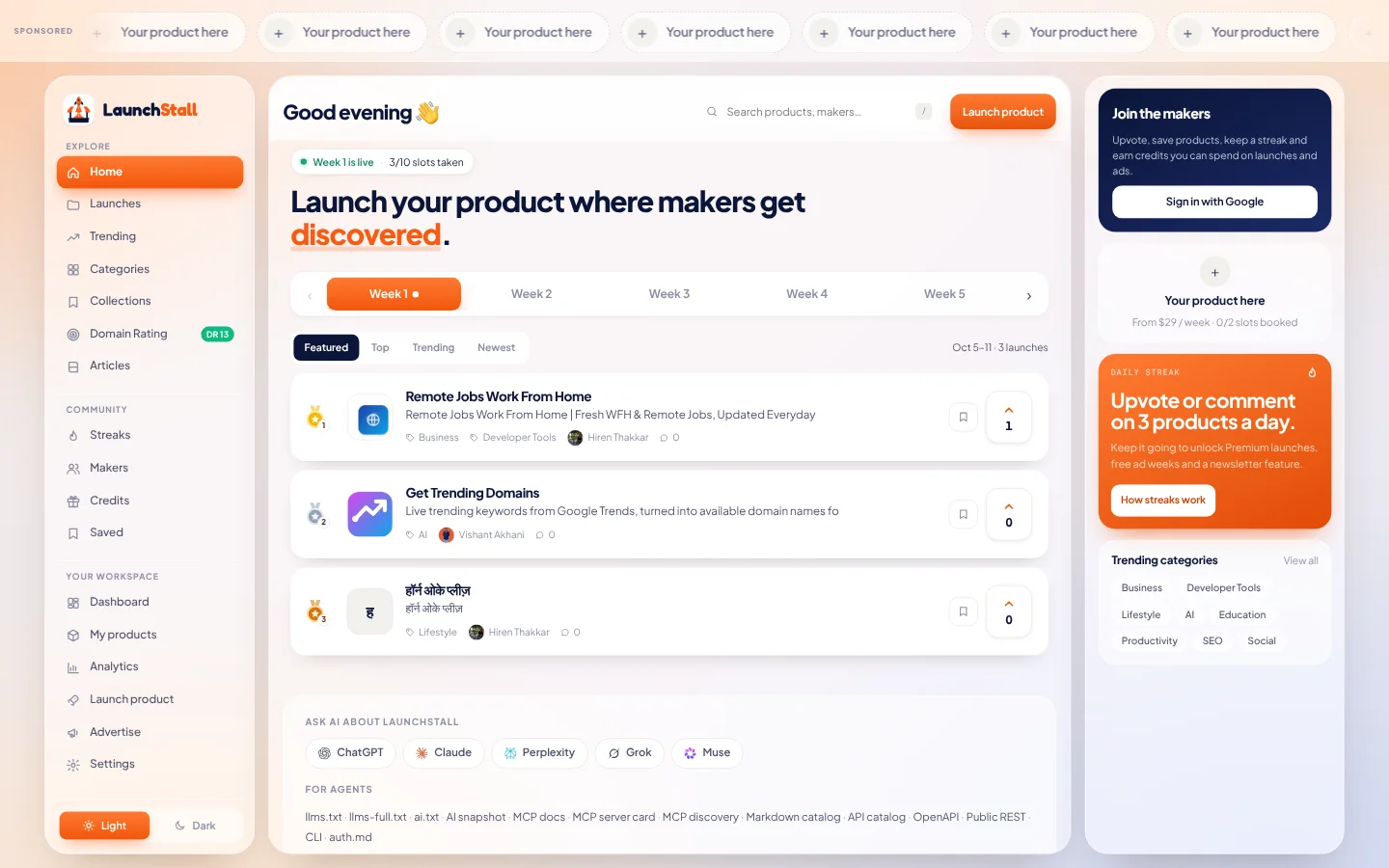 LaunchStall product preview
