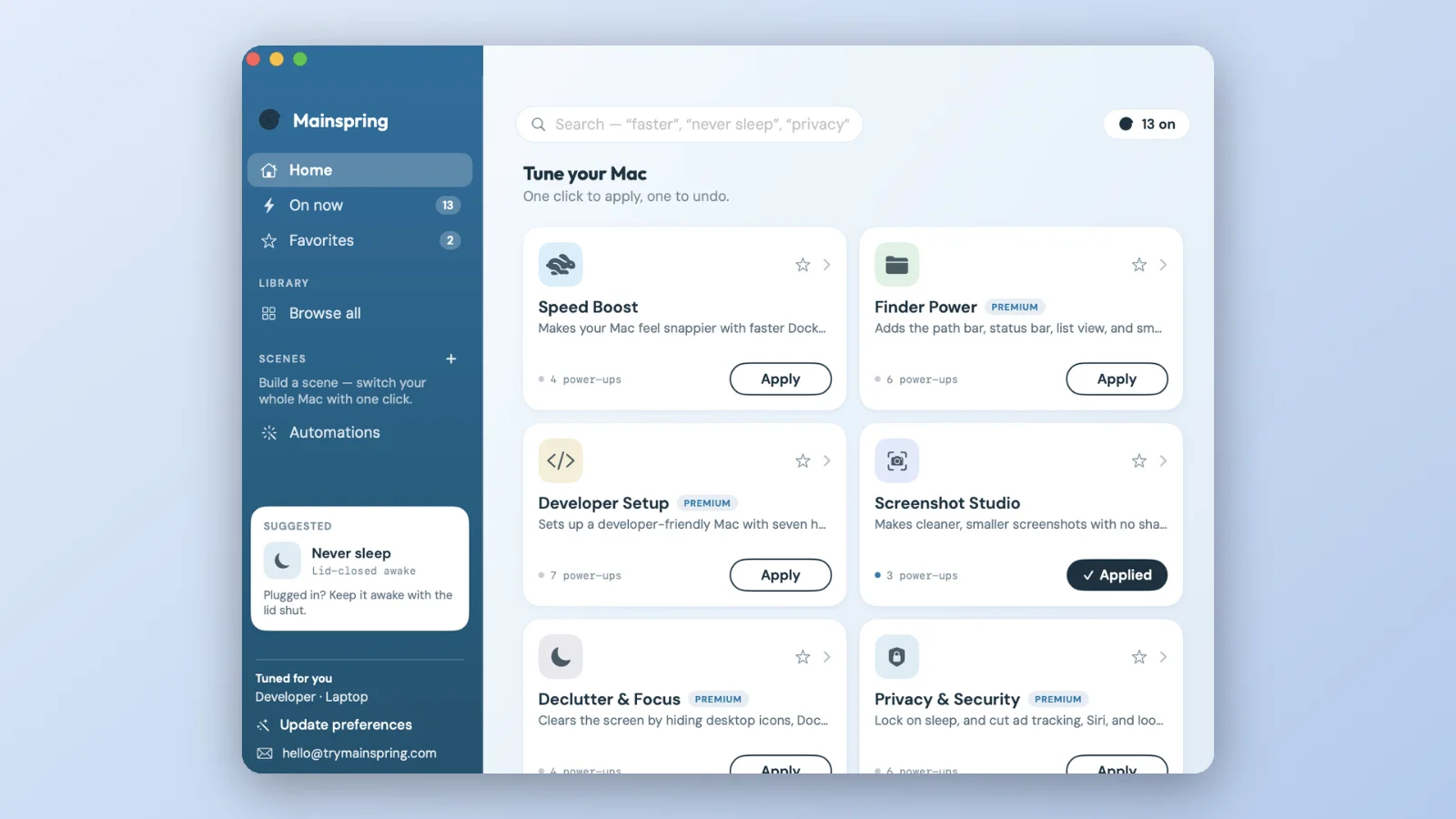 Mainspring product preview