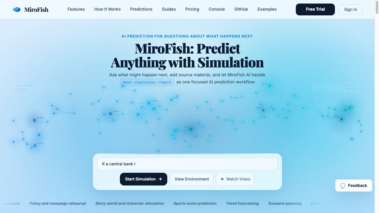 MiroFish (mirofish.work) product preview
