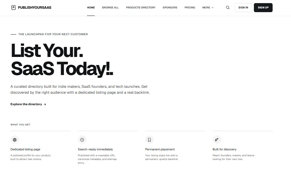 PublishYourSaaS product preview
