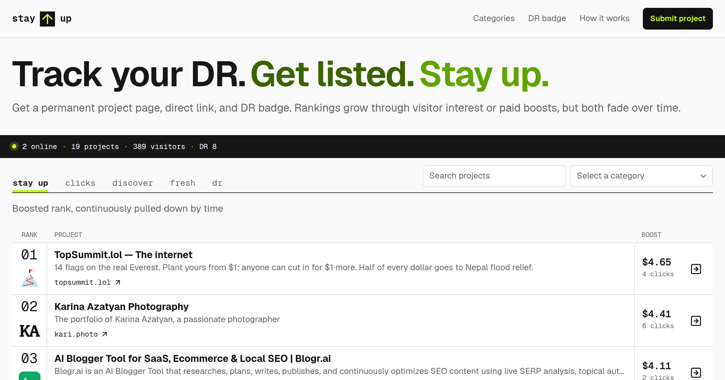 Stay Up product preview 1