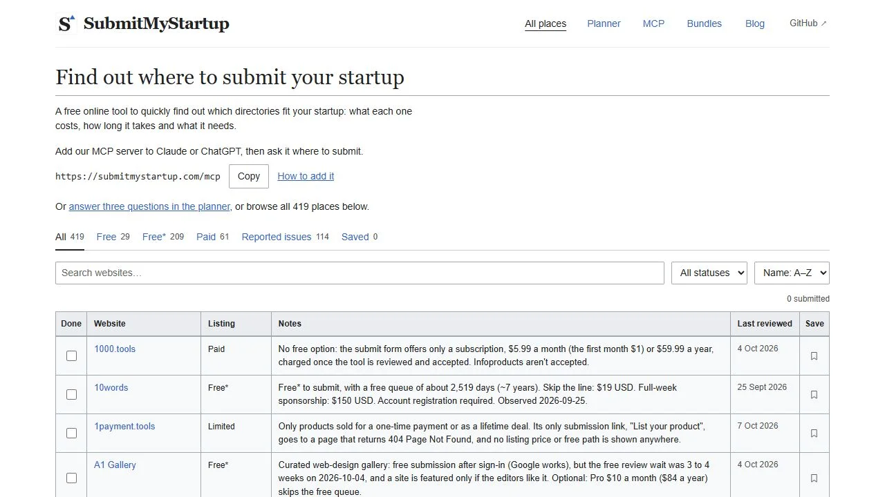 SubmitMyStartup product preview 1