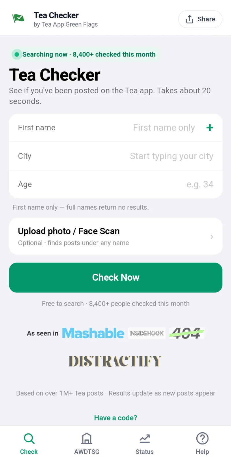 Tea App Green Flags — Tea App Checker product preview