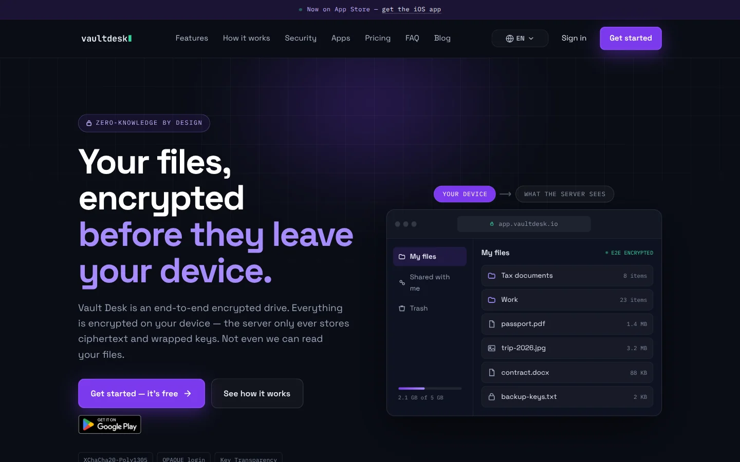 Vault Desk product preview