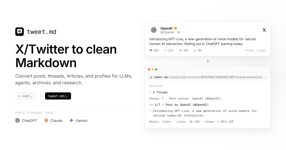 X/Twitter to Markdown Converter product preview 1