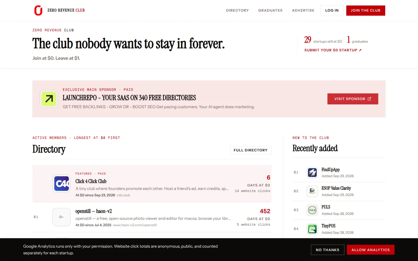 Zero Revenue Club product preview